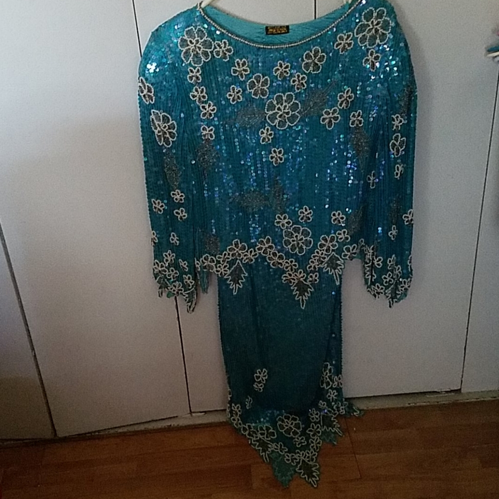 100% pure silk two piece dress